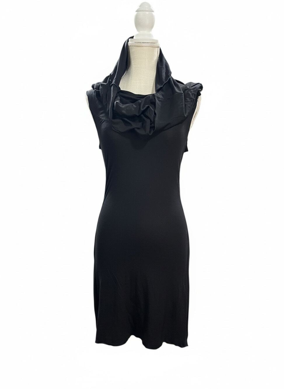 Caravucci Fairy Grunge Hooded Cowl Neck Mini Dress Tunic M Black